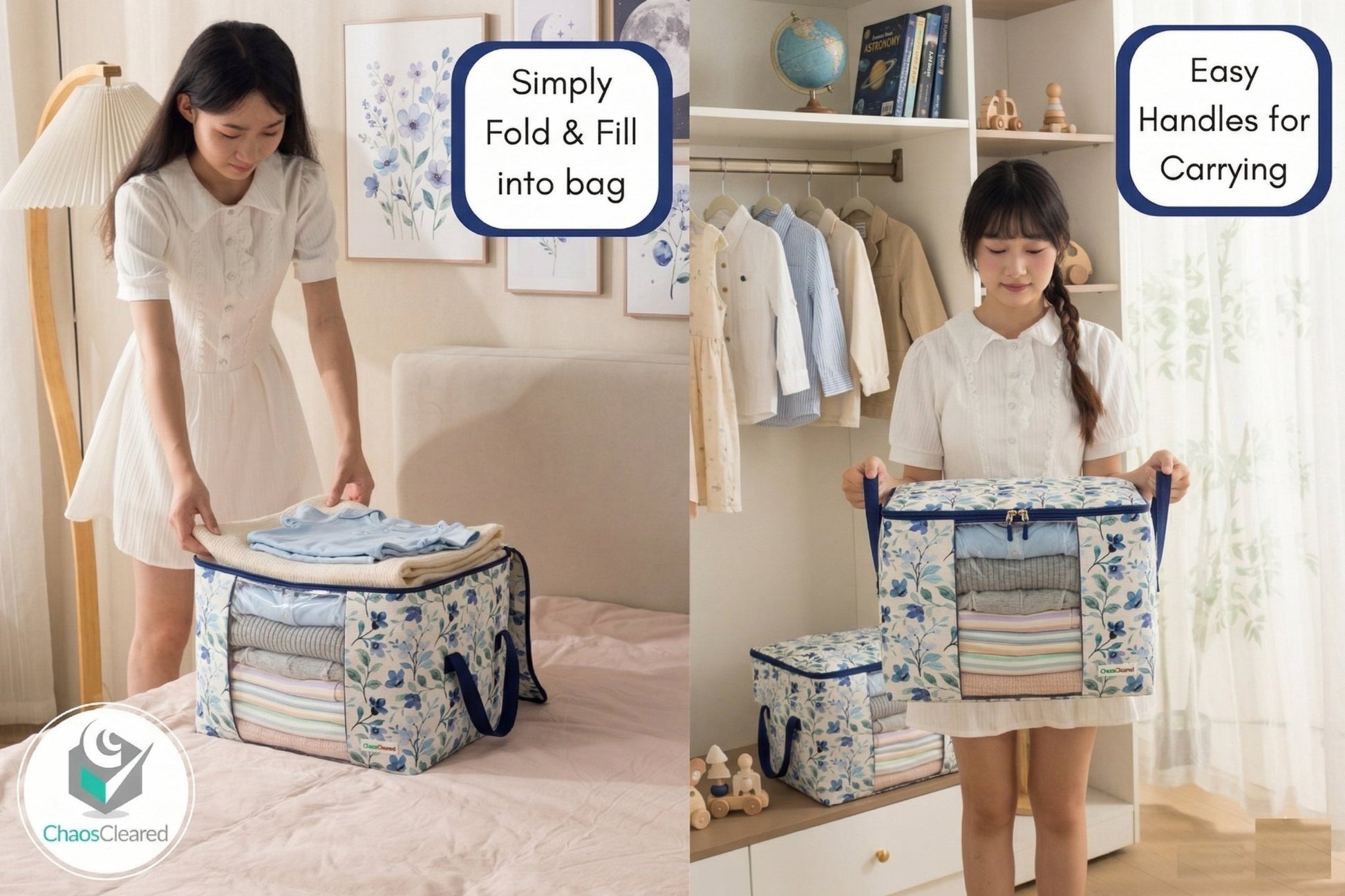 Chaos Cleared Blue Floral Bag 2 Pack - ChaosCleared