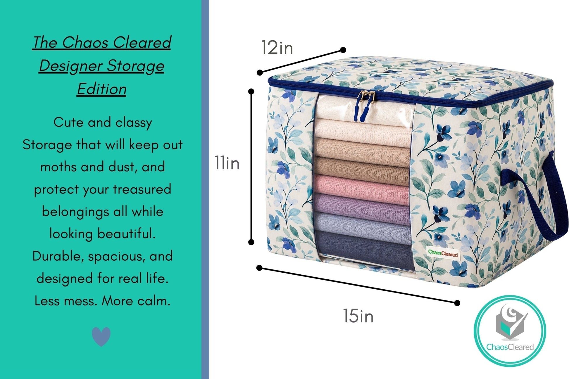 Chaos Cleared Blue Floral Bag 2 Pack - ChaosCleared