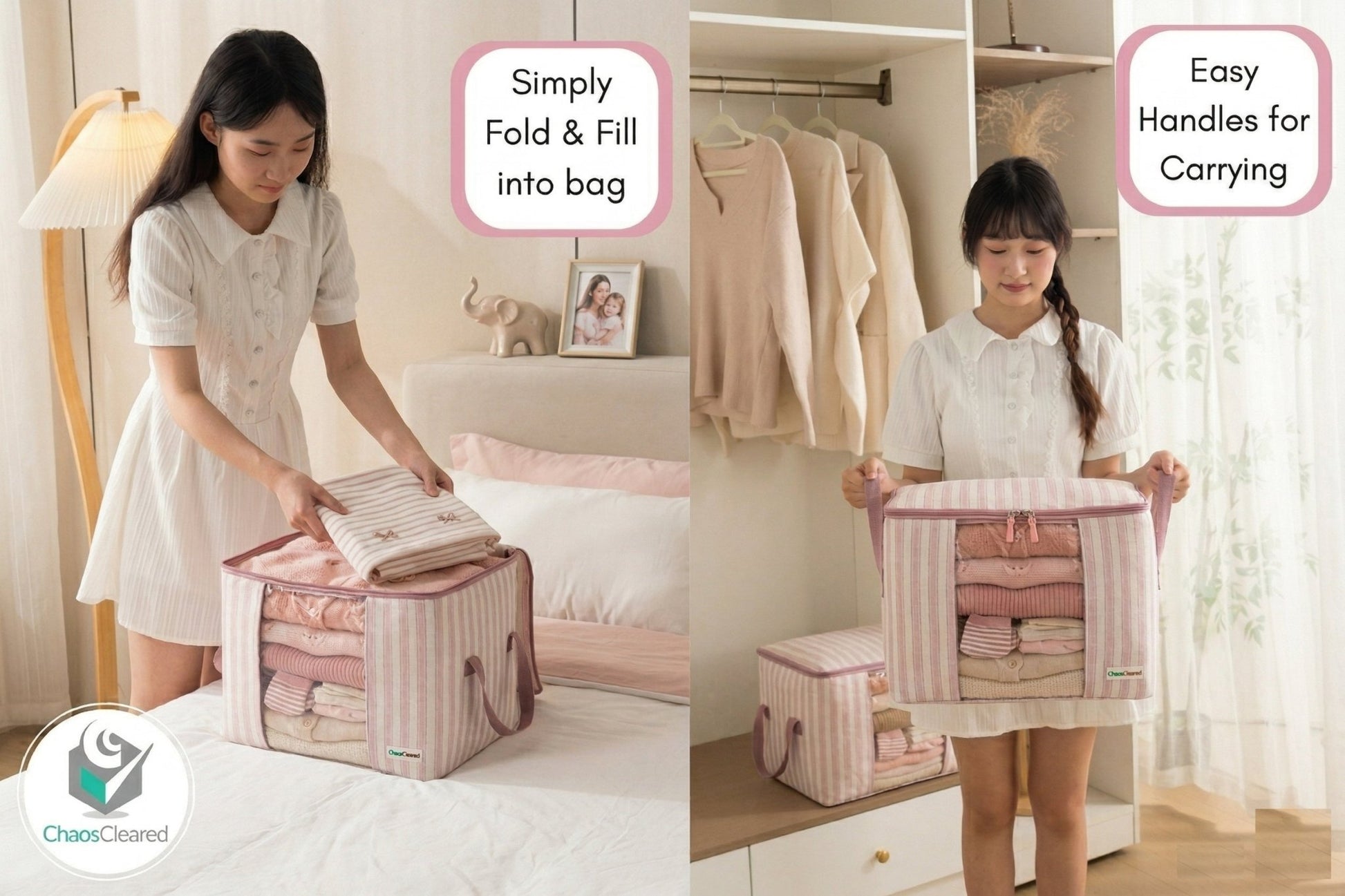 Chaos Cleared Pink Stripe Bag 2 Pack - ChaosCleared