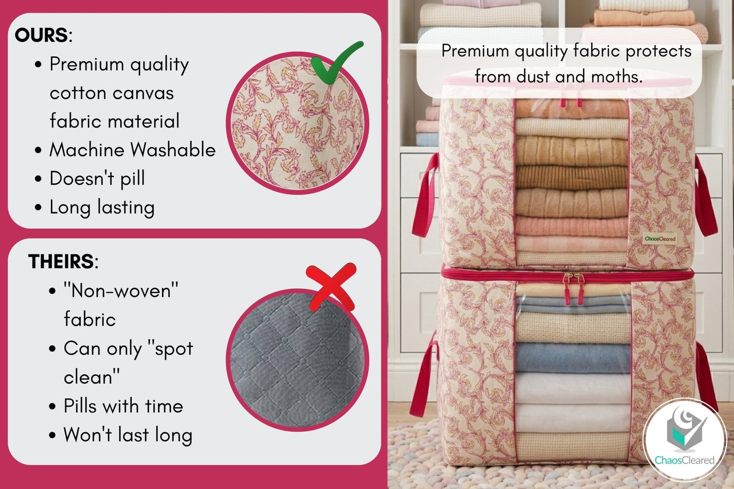 Chaos Cleared Pink Vines Bag 2 Pack - ChaosCleared