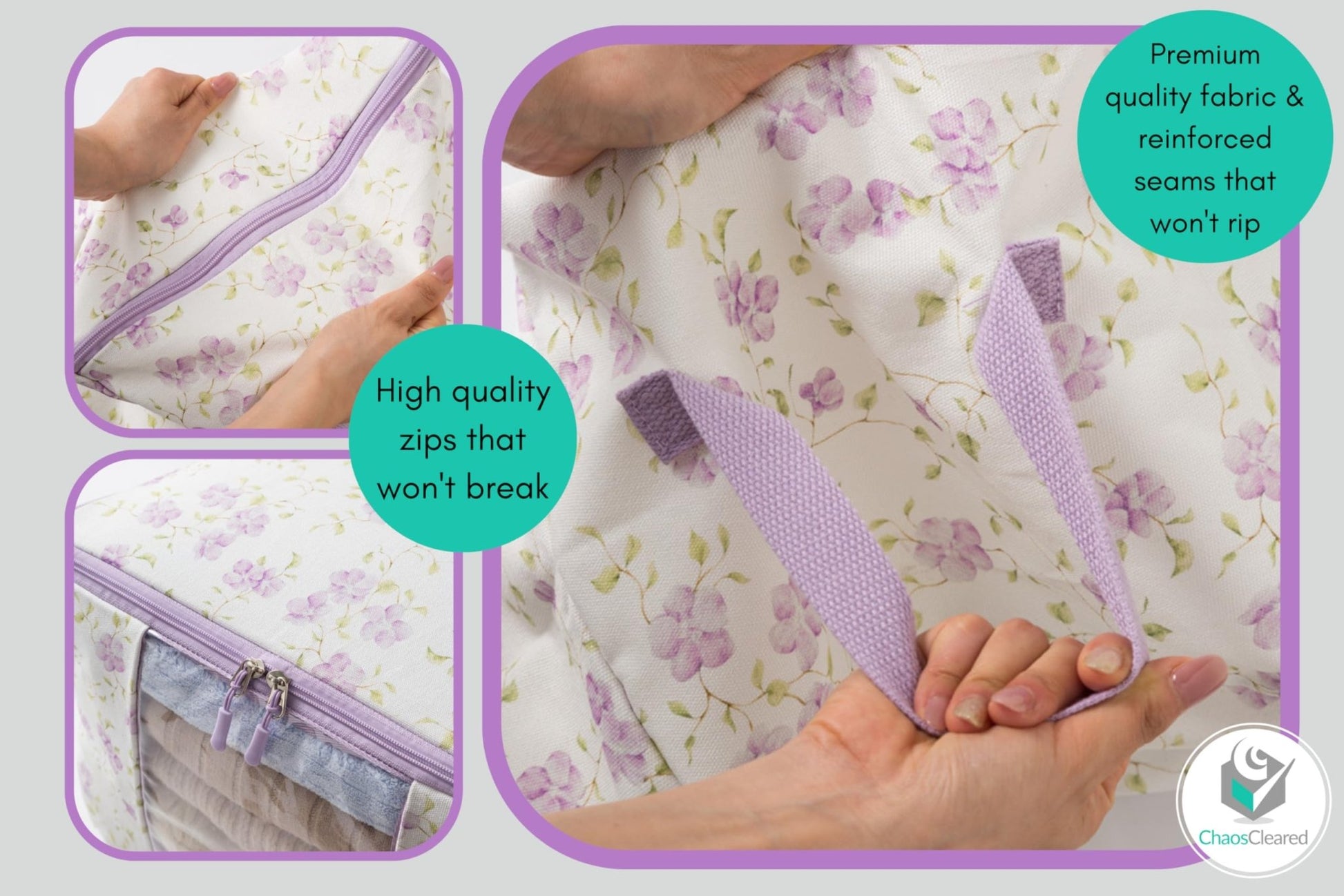 Chaos Cleared Purple Floral Bag 2 Pack - ChaosCleared