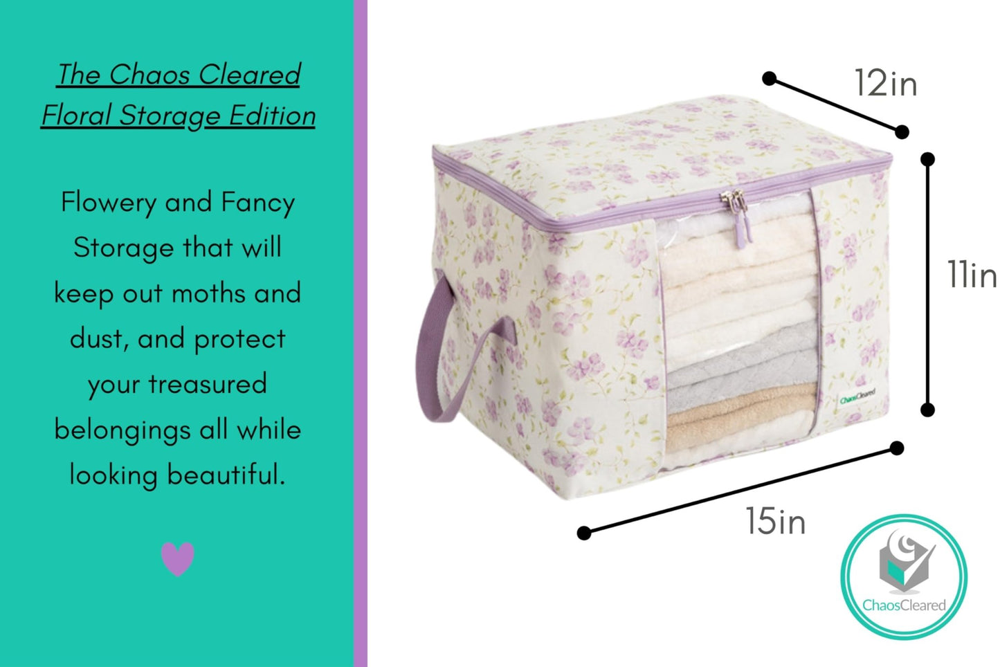 Chaos Cleared Purple Floral Bag 2 Pack - ChaosCleared