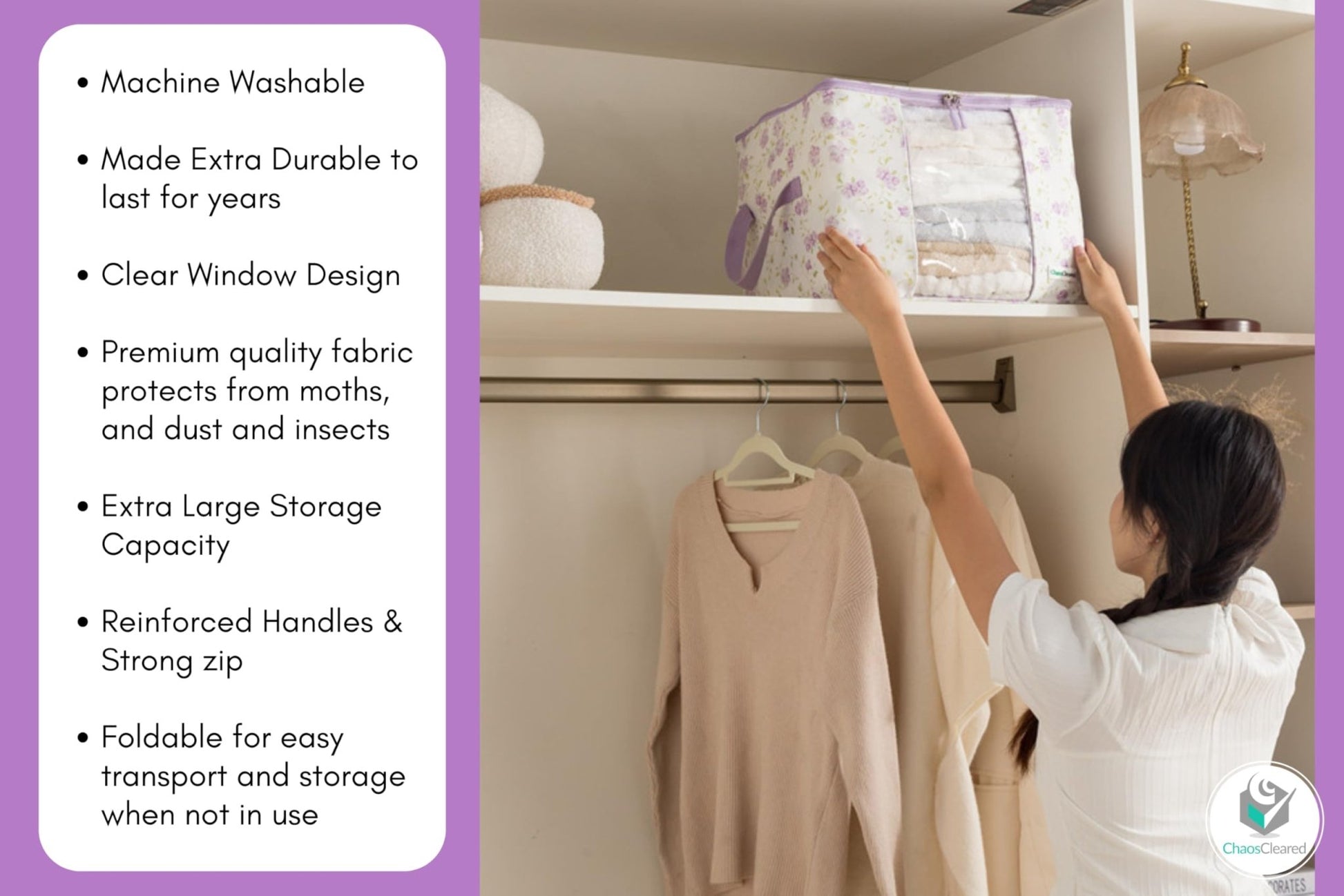 Chaos Cleared Purple Floral Bag 2 Pack - ChaosCleared