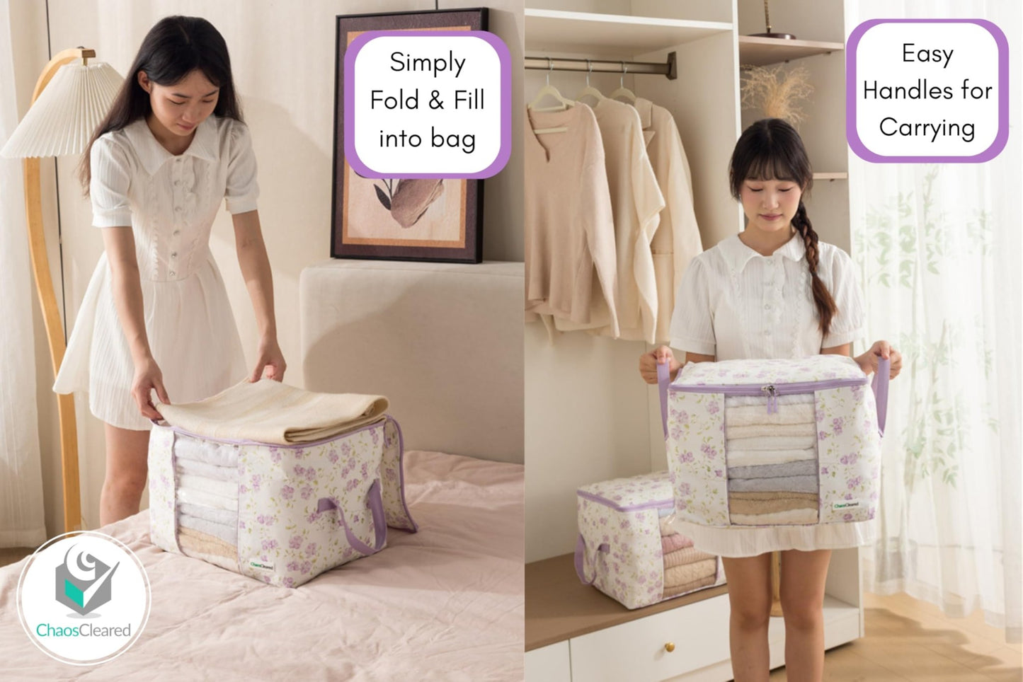 Chaos Cleared Purple Floral Bag 2 Pack - ChaosCleared