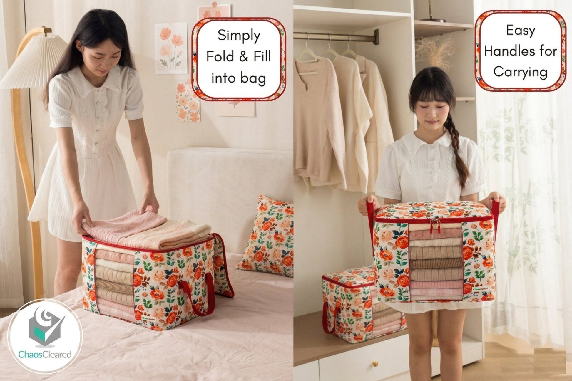 Chaos Cleared Red Floral Bag 2 Pack - ChaosCleared