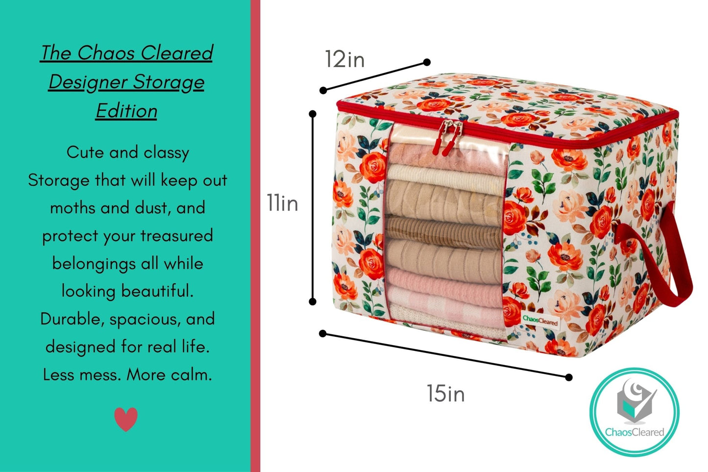 Chaos Cleared Red Floral Bag 2 Pack - ChaosCleared